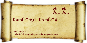 Korányi Karád névjegykártya